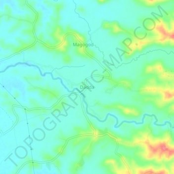 Mapa topográfico Dadda, altitud, relieve
