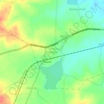 Mapa topográfico Hirisave, altitud, relieve