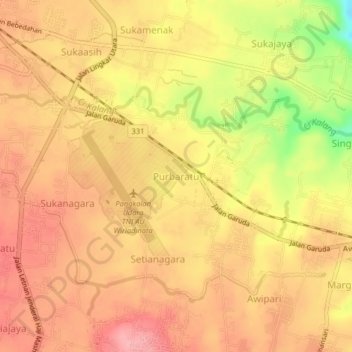 Mapa topográfico Purbaratu, altitud, relieve