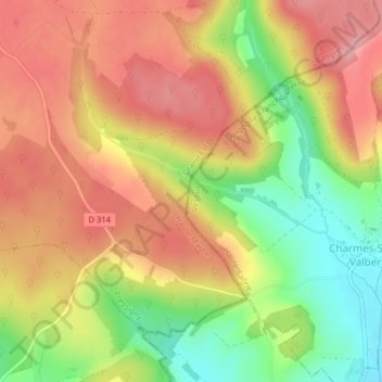 Mapa topográfico Les Tournières, altitud, relieve