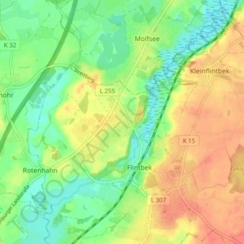 Mapa topográfico Voorde, altitud, relieve