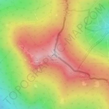 Mapa topográfico Großer Osser, altitud, relieve