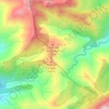 Mapa topográfico Llano Chico, altitud, relieve