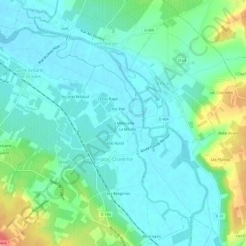 Mapa topográfico La Millaudrie, altitud, relieve