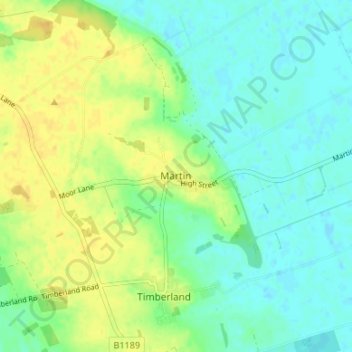 Mapa topográfico Martin, altitud, relieve
