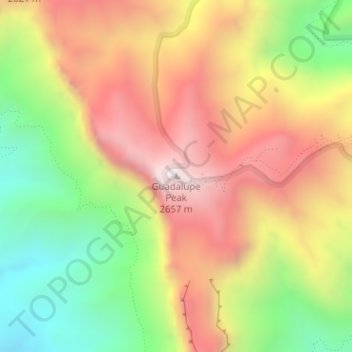 Mapa topográfico Guadalupe Peak, altitud, relieve