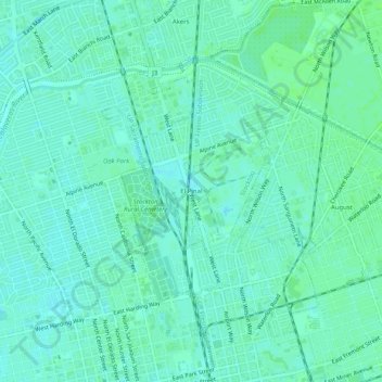 Mapa topográfico El Pinal, altitud, relieve