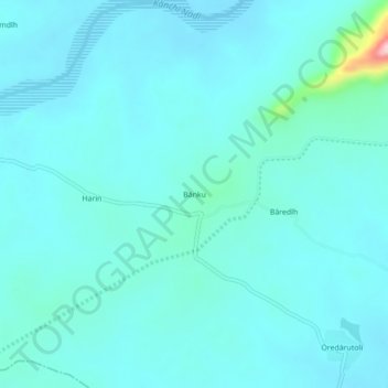 Mapa topográfico Banku, altitud, relieve