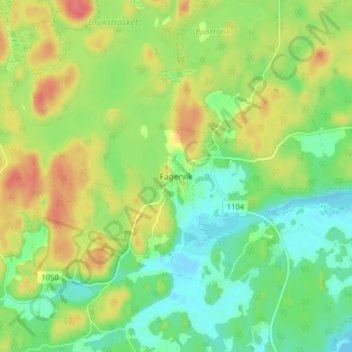 Mapa topográfico Fagervik, altitud, relieve