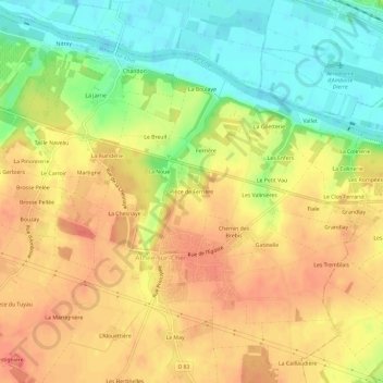 Mapa topográfico Pièce de Ferrière, altitud, relieve