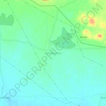 Mapa topográfico Kamalapura, altitud, relieve