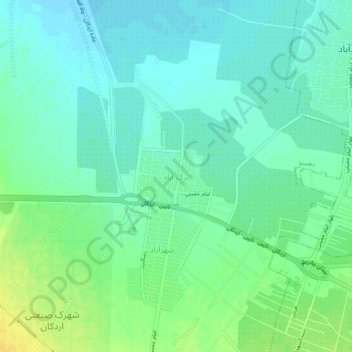 Mapa topográfico Torkabad, altitud, relieve
