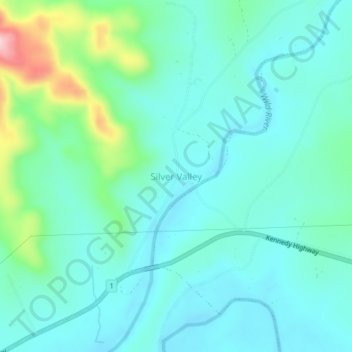 Mapa topográfico Silver Valley, altitud, relieve