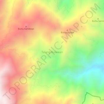 Mapa topográfico Talang Bulawan, altitud, relieve