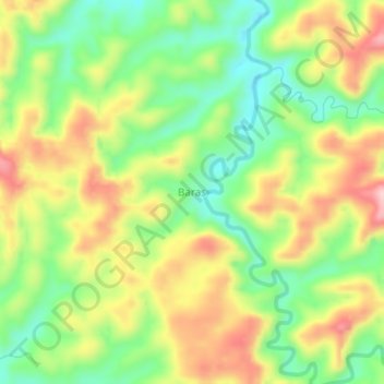Mapa topográfico Baras, altitud, relieve