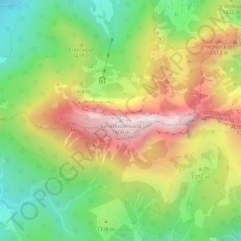 Mapa topográfico Benediktenwand, altitud, relieve