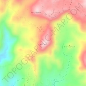 Mapa topográfico Buttu Bulo, altitud, relieve