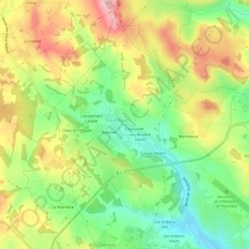Mapa topográfico Le Claux, altitud, relieve