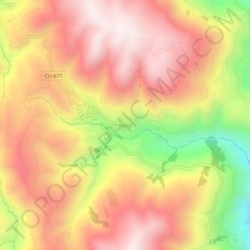 Mapa topográfico Ayre, altitud, relieve