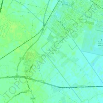 Mapa topográfico Chiesuol del Fosso, altitud, relieve