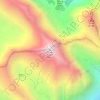 Mapa topográfico Mount Bogart, altitud, relieve