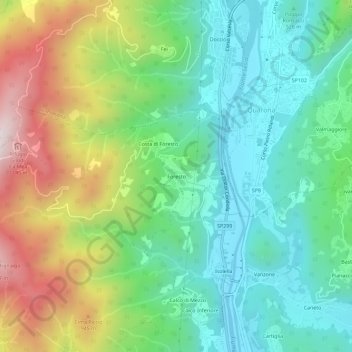 Mapa topográfico Foresto, altitud, relieve