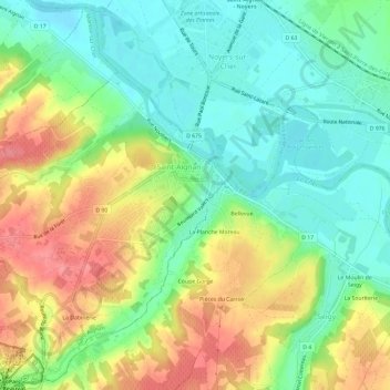 Mapa topográfico Les Bernardines, altitud, relieve