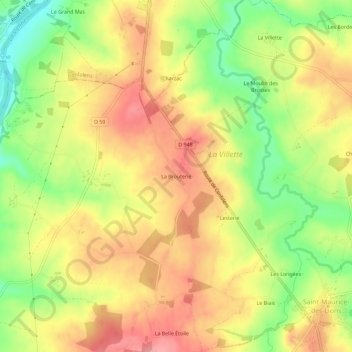 Mapa topográfico La Brouterie, altitud, relieve