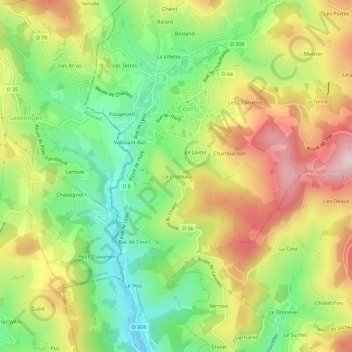 Mapa topográfico Le Château, altitud, relieve