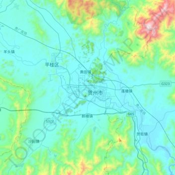 Mapa topográfico Babu, altitud, relieve