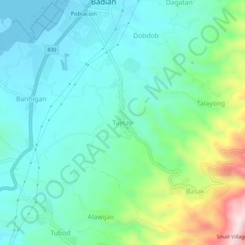 Mapa topográfico Taytay, altitud, relieve