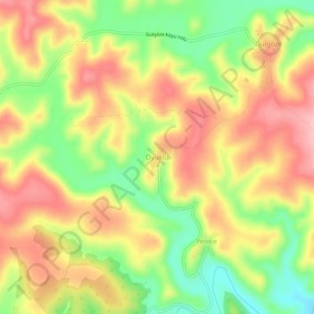 Mapa topográfico Oyuklu, altitud, relieve