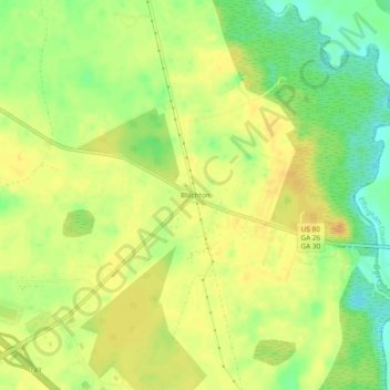 Mapa topográfico Blitchton, altitud, relieve