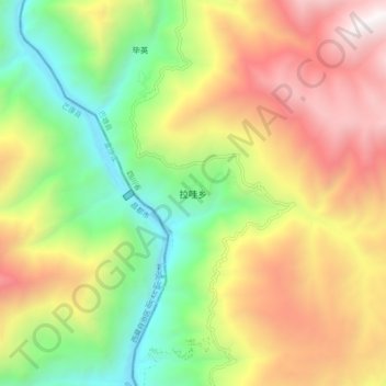 Mapa topográfico Lhak, altitud, relieve