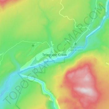 Mapa topográfico Telegraph Creek, altitud, relieve