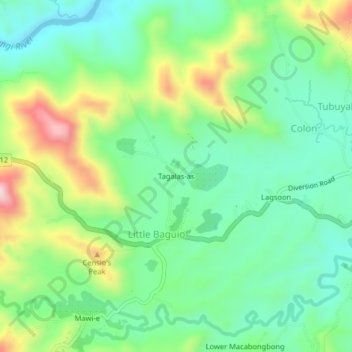 Mapa topográfico Tagalas-as, altitud, relieve