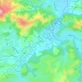 Mapa topográfico Olhalde, altitud, relieve