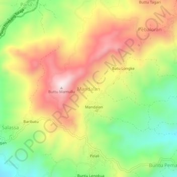 Mapa topográfico Mandalan, altitud, relieve