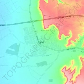 Mapa topográfico Al Ghat, altitud, relieve