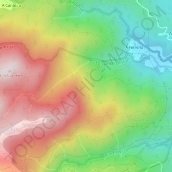 Mapa topográfico Monteagudo, altitud, relieve