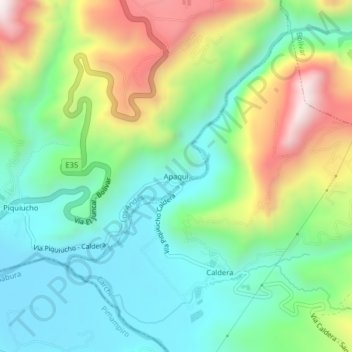 Mapa topográfico Apaqui, altitud, relieve