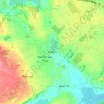 Mapa topográfico Kielno, altitud, relieve