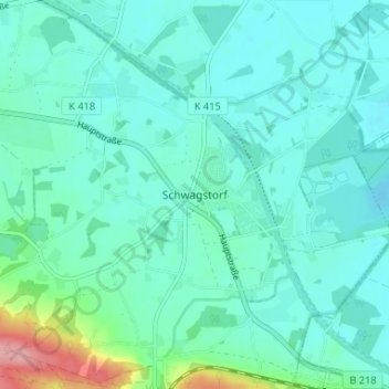 Mapa topográfico Schwagstorf, altitud, relieve