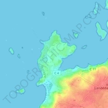 Mapa topográfico Ar Vourc'h, altitud, relieve