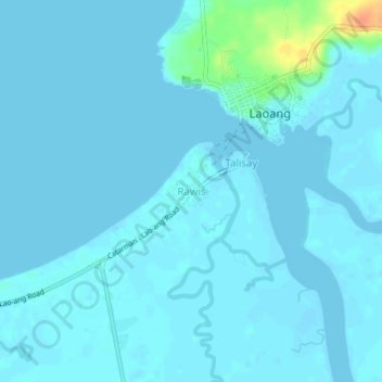 Mapa topográfico Rawis, altitud, relieve