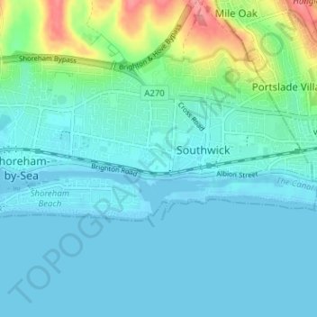 Mapa topográfico Kingston Buci, altitud, relieve