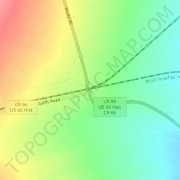 Mapa topográfico Arrowhead Junction, altitud, relieve