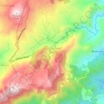 Mapa topográfico Tiguib, altitud, relieve