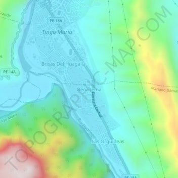 Mapa topográfico Bena Jema, altitud, relieve
