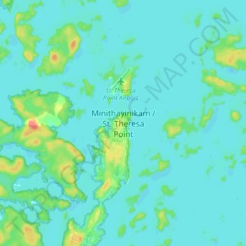 Mapa topográfico St. Theresa Point, altitud, relieve